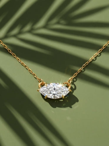 East-West Marquise Diamond Pendant Necklace