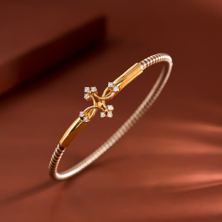 Elegant Gold & Diamond Flexible Bangle