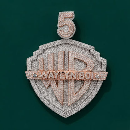 Custom Diamond Warner Bros. Style Pendant. Hip Hop Pendant