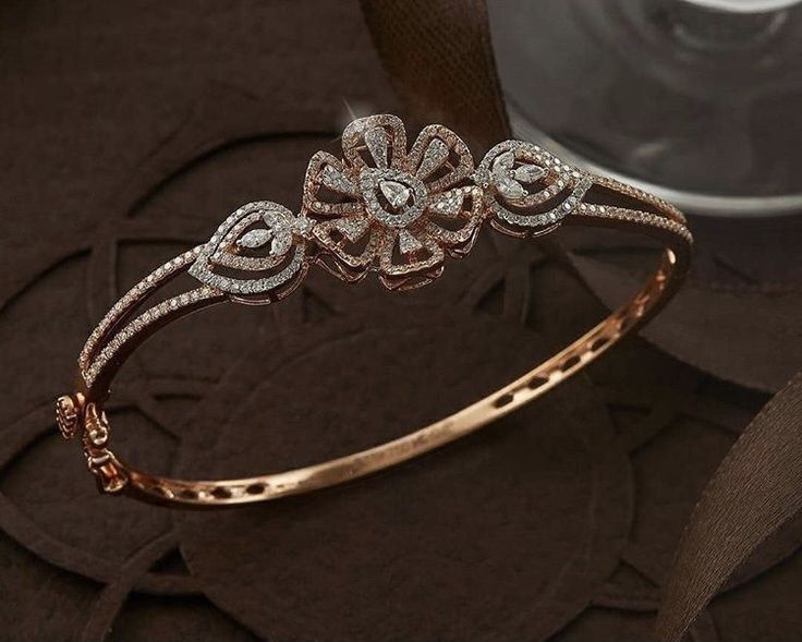 Elegant Floral Diamond Bangle Bracelet