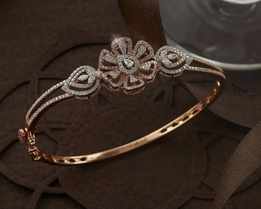 Elegant Floral Diamond Bangle Bracelet