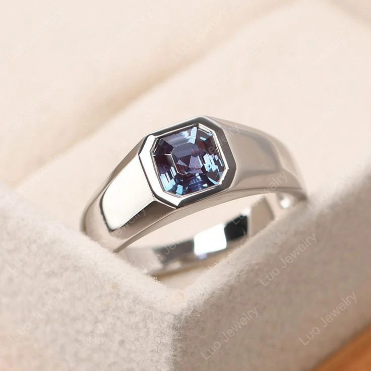 Men’s Octagon-Cut Gemstone Signet Ring