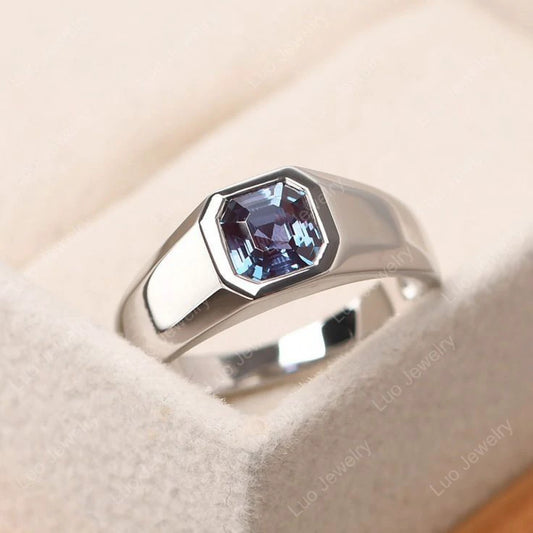 Men’s Octagon-Cut Gemstone Signet Ring