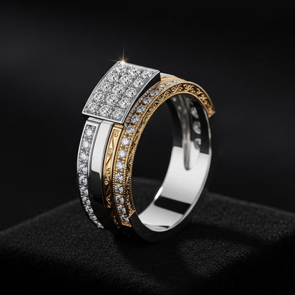 The Monarch Multi-Dimensional Band | Two-Tone Statement Ring