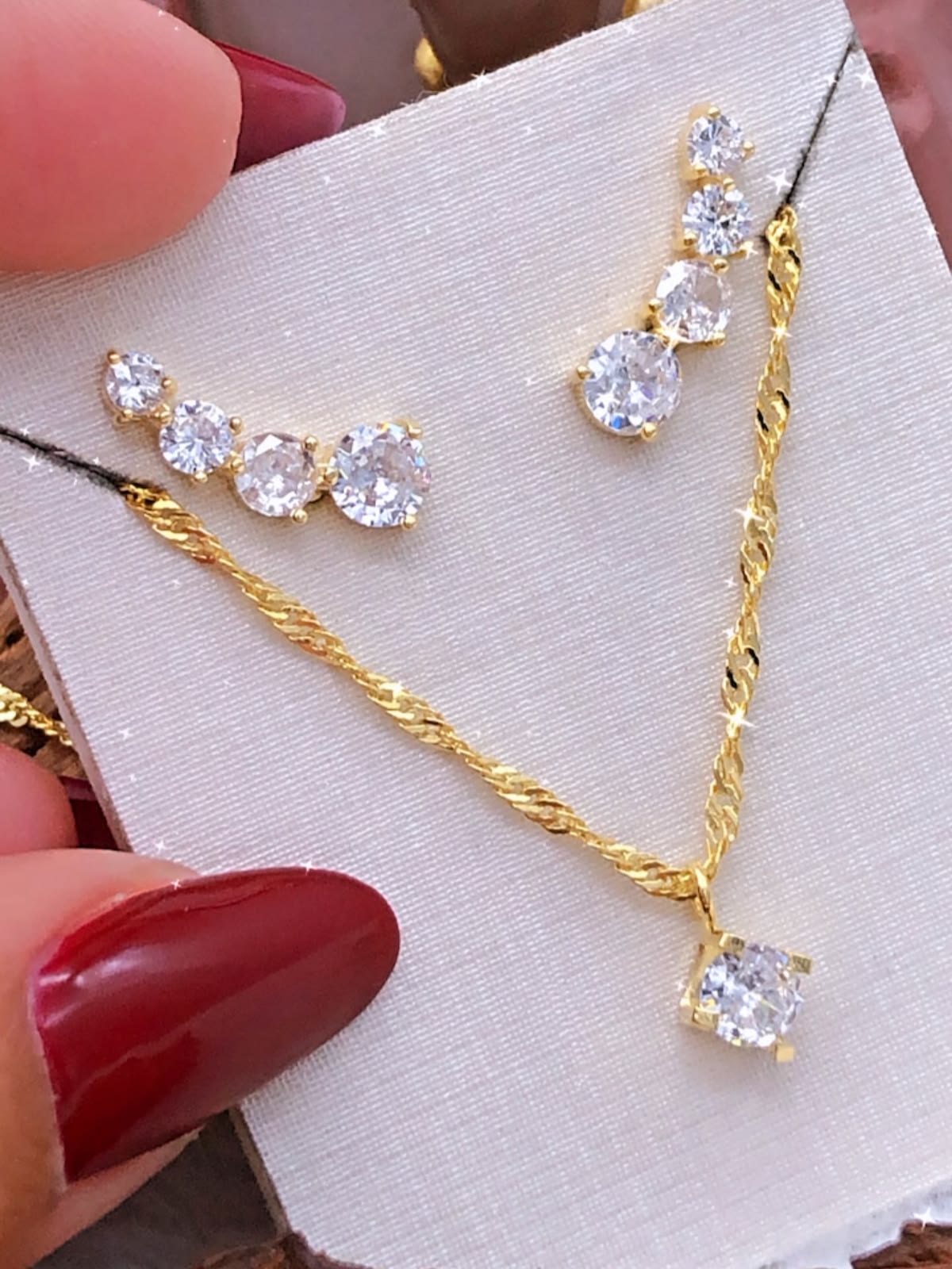 Sparkling Gold-Tone Solitaire Pendant Necklace