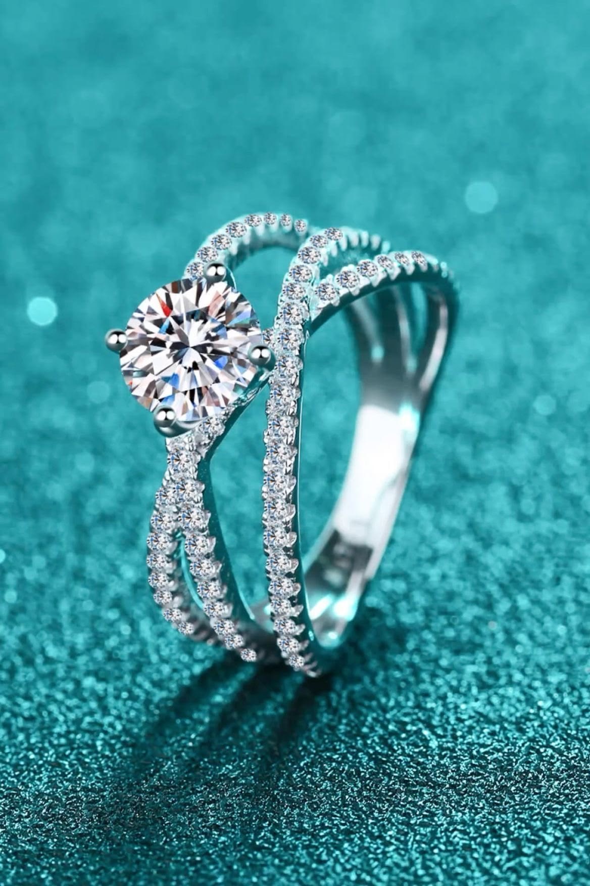 Sparkling Round Cut Criss-Cross Solitaire Ring
