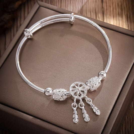 Sterling Silver Dreamcatcher Charm Bangle
