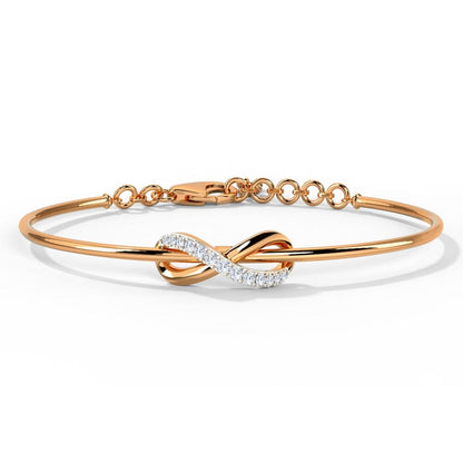 This is a delicate rose gold infinity bracelet