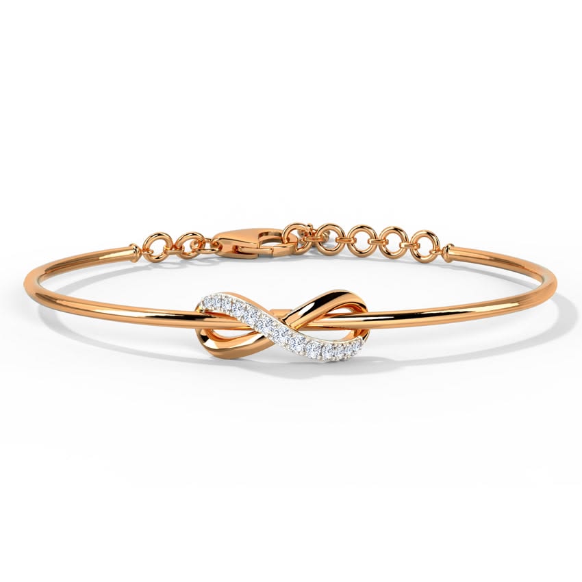 This is a delicate rose gold infinity bracelet