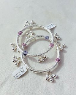 Traditional Silver Baby Kada Set