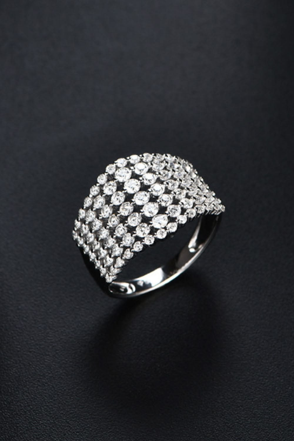 Multi-Row Diamond Wide Statement Band Ring