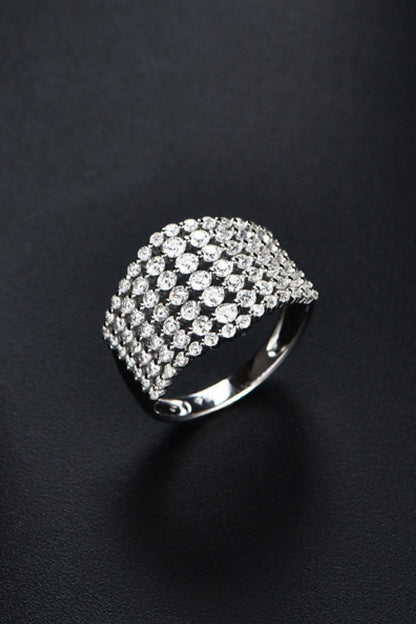Multi-Row Diamond Wide Statement Band Ring