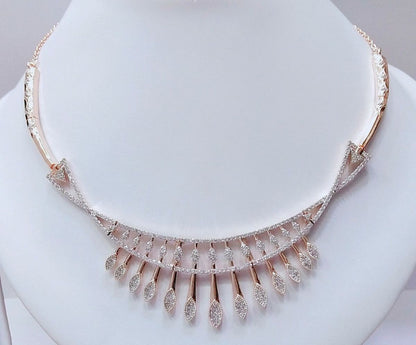 Elegant Rose Gold & Diamond Fringe Necklace