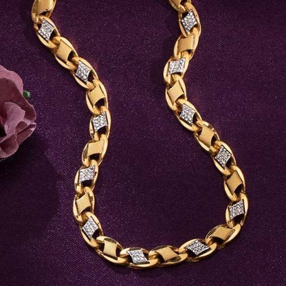 Premium Dual-Tone Gold Link Chain with Diamond-Cut Accents