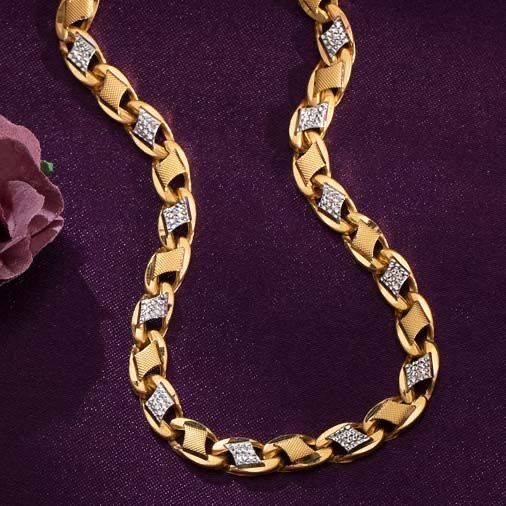 Premium Dual-Tone Gold Link Chain with Diamond-Cut Accents