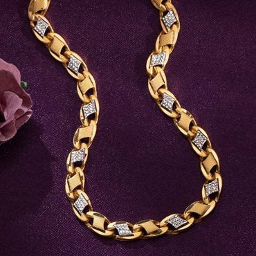 Premium Dual-Tone Gold Link Chain with Diamond-Cut Accents