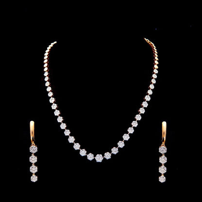 Exquisite Diamond Floral Necklace & Earring Set