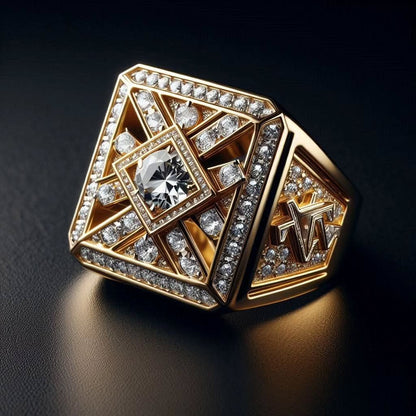 Luxury Geometric Gold & Diamond Statement Ring