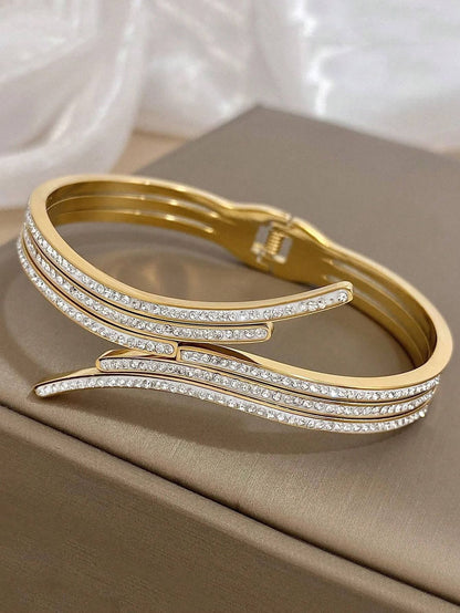 Elegant Multi-Layer Wave Crystal Bangle