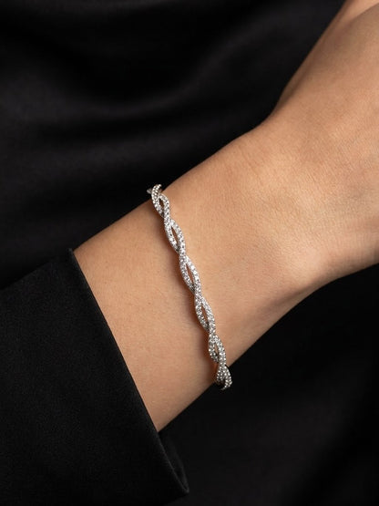 Elegant Twisted Pave Eternity Bangle