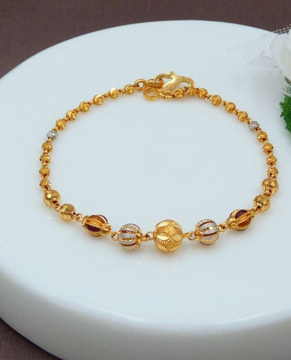 🌟 Elegant Tri-Tone Gold Bead Bracelet