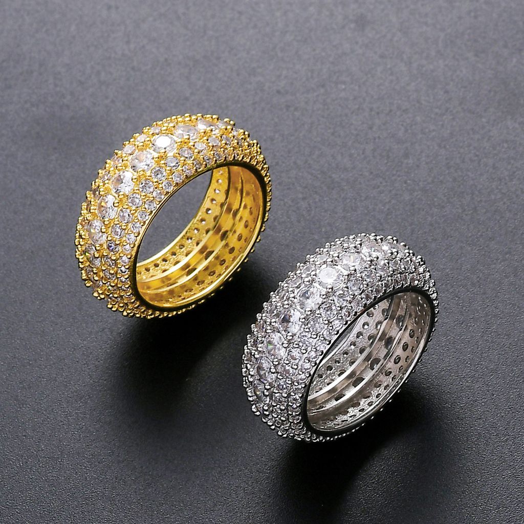 Unisex Iced Out Multi-Row Eternity Band Ring