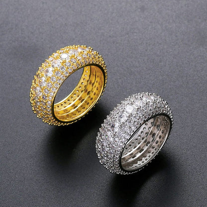 Unisex Iced Out Multi-Row Eternity Band Ring