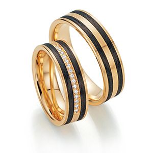 Carbon Fiber Wedding Band Set