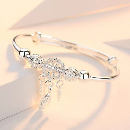 925 Silver Dreamcatcher Charm Bangle Bracelet