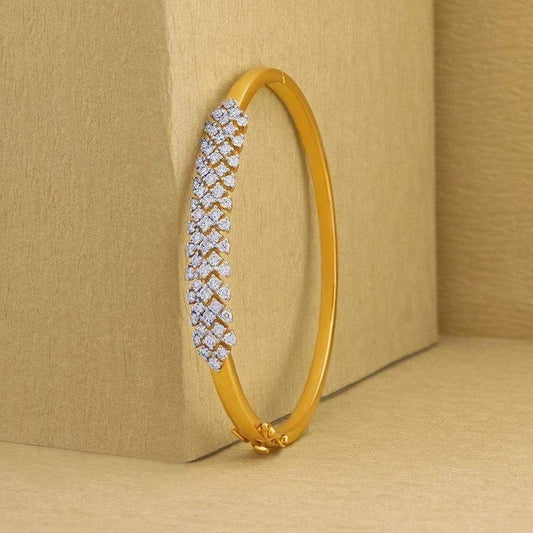 Elegant Multi-Row Diamond Gold Bangle