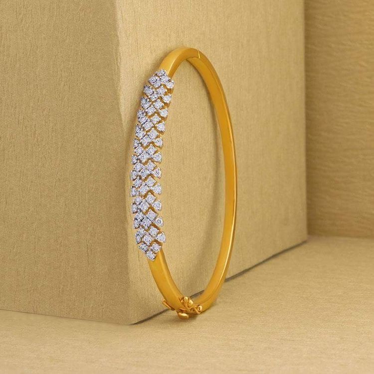 Elegant Multi-Row Diamond Gold Bangle