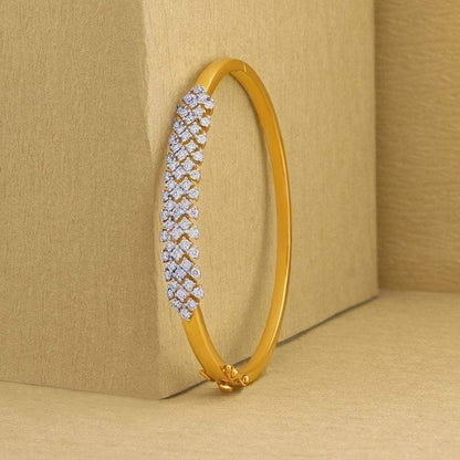 Elegant Multi-Row Diamond Gold Bangle