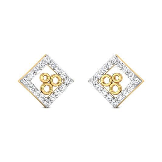 Geometric Two-Tone Diamond Stud Earrings