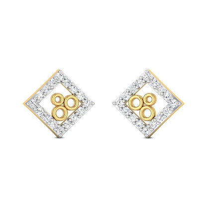 Geometric Two-Tone Diamond Stud Earrings