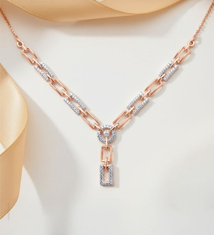 Diamond Paperclip Lariat Necklace