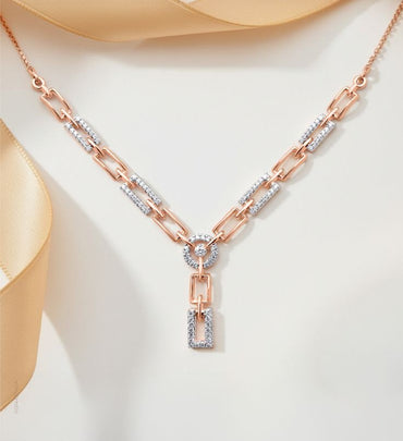Diamond Paperclip Lariat Necklace