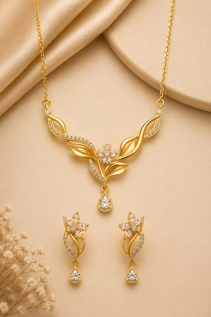 Elegant Floral Gold-Plated Jewelry Set