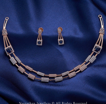 Elegance Geometric Blue Sapphire & Diamond Jewelry Set