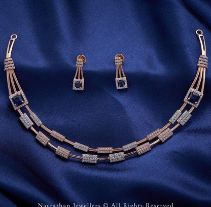Elegance Geometric Blue Sapphire & Diamond Jewelry Set