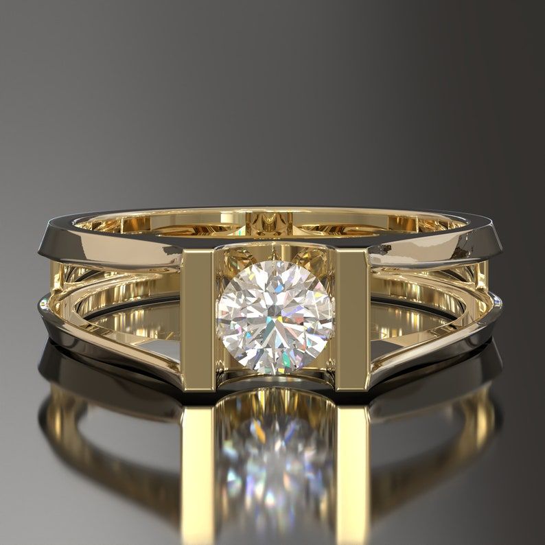 Modern Double-Band Solitaire Ring