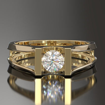 Modern Double-Band Solitaire Ring