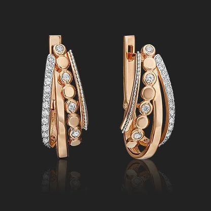Elegant Multi-Band Rose Gold & Diamond Hoop Earrings