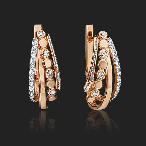 Elegant Multi-Band Rose Gold & Diamond Hoop Earrings