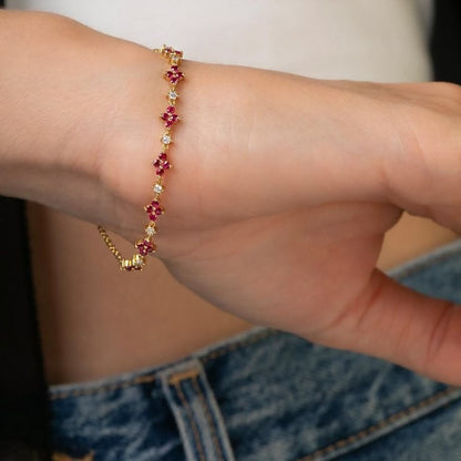 Diamond Floral Link Bracelet