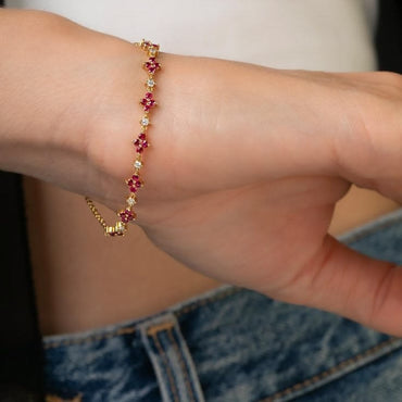 Diamond Floral Link Bracelet