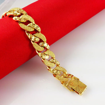 Men’s Gold-Tone Textured Curb Link Statement Bracelet