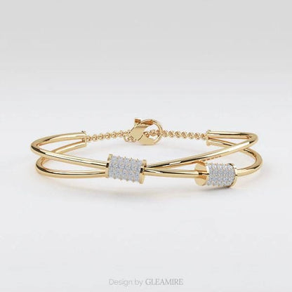 Product Description: GLEAMIRE Crossover Diamond Bangle-Bracelet