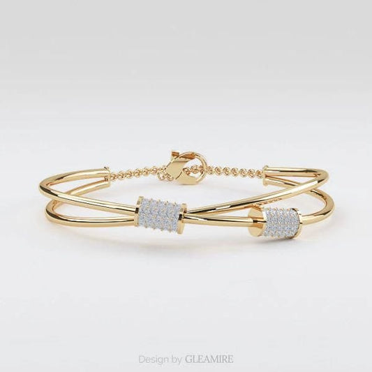 Product Description: GLEAMIRE Crossover Diamond Bangle-Bracelet