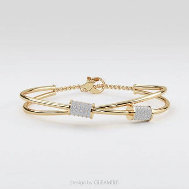 Product Description: GLEAMIRE Crossover Diamond Bangle-Bracelet