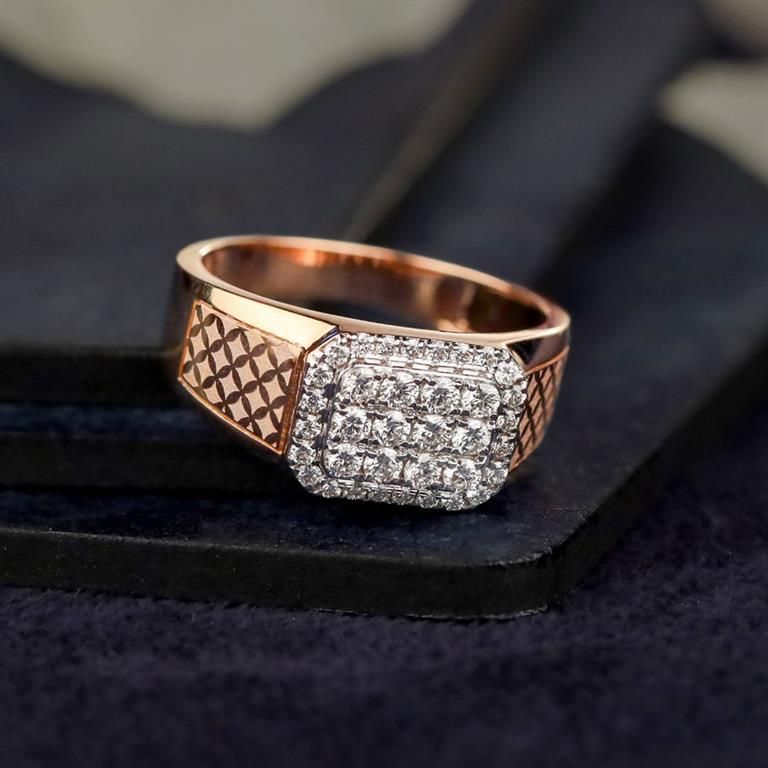 Men's Rose Gold Diamond Cluster Ring